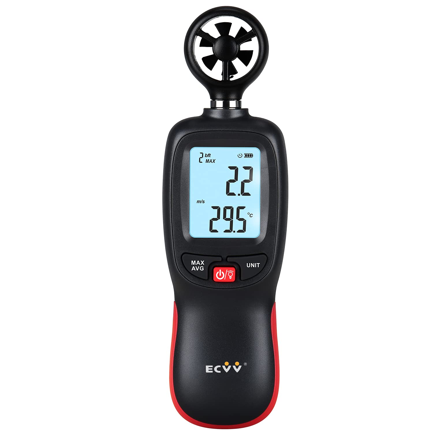 ECVV Handheld Mini Anemometer Digital Wind Speed Measurement Wind Temperature Tester LCD Display Air Flow Speed Wind Meter For Measuring Wind Speed, Temperature
