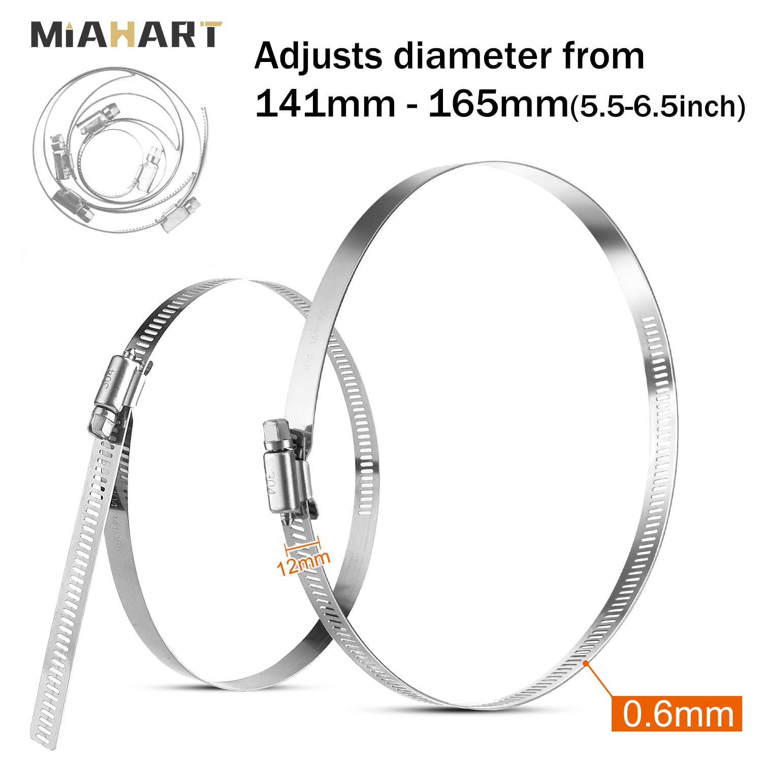 Stainless Steel Hose Clamps - 6 Pack -3 Stainless Steel Hose Clamps - 6 Pack -3