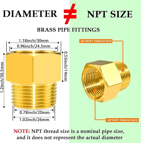 Miniatura 2 de 4 piezas de tubería de latón 14 "NPT hembra rosca tubería x 14 "NPT macho rosca reductor adaptador NPT latón manguera conector