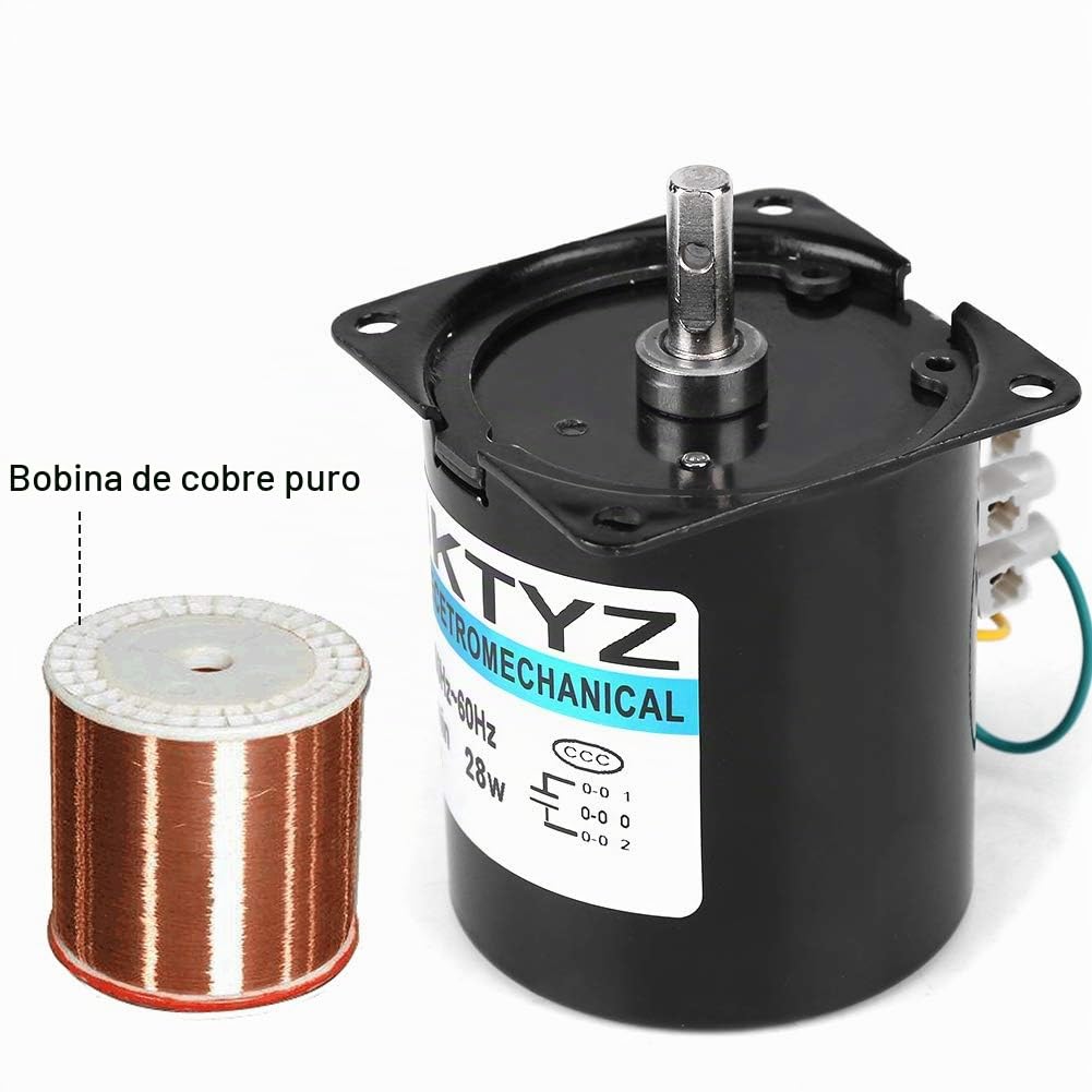 68KTYZ AC 220V 28W Motor Síncrono, Motor síncrono de Imán Permanente Ajustable CW/CCW 2.5RPM Motor Eléctrico Pequeño de Baja Velocidad para Asador Giratorio