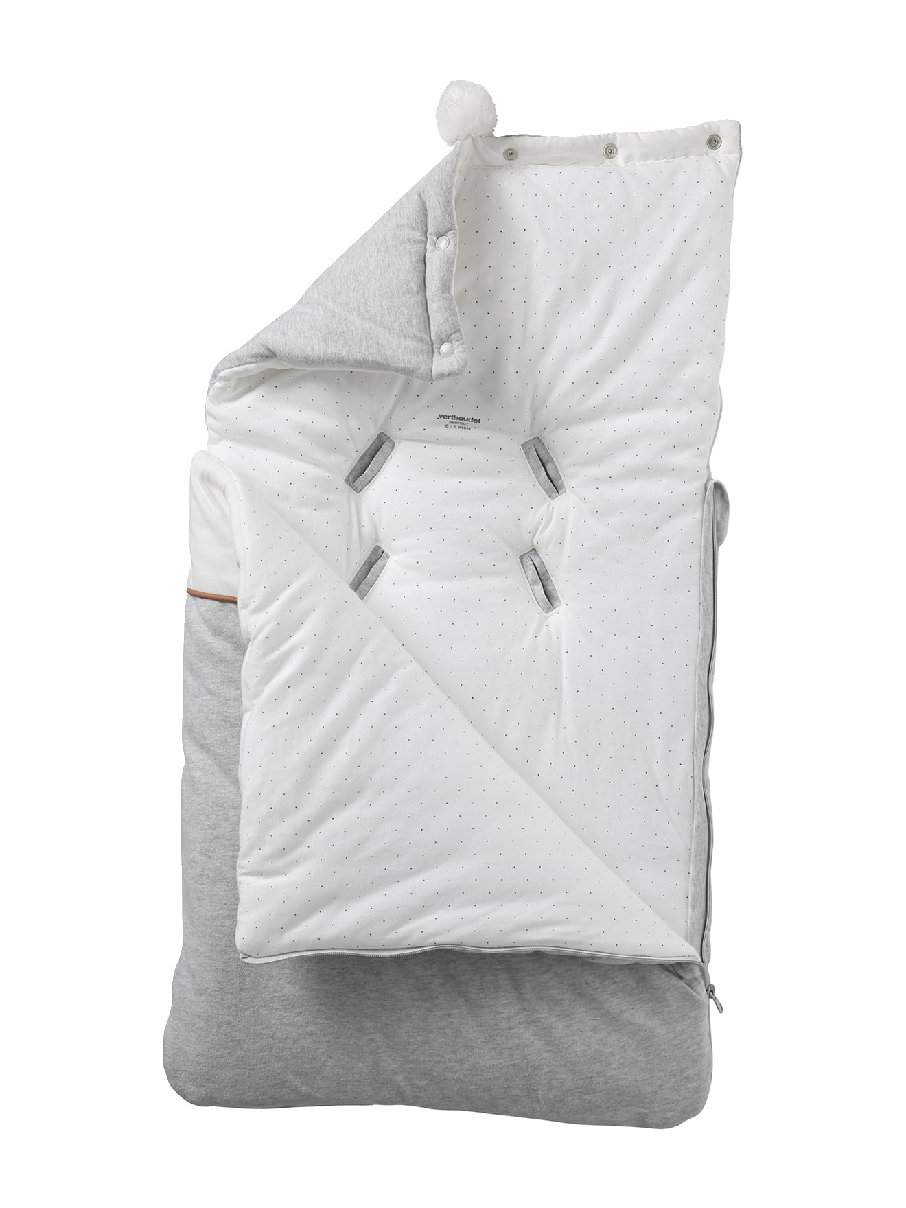 Vertbaudet Baby Ausfahrsack KLEINE Freunde, Bio-Baumwolle hellgrau meliert/wollweiß ONE Size