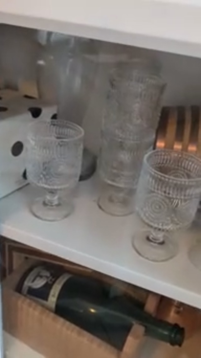 Set de 2 copas vintage de cristal 8oz con diseño floral miniatura 7