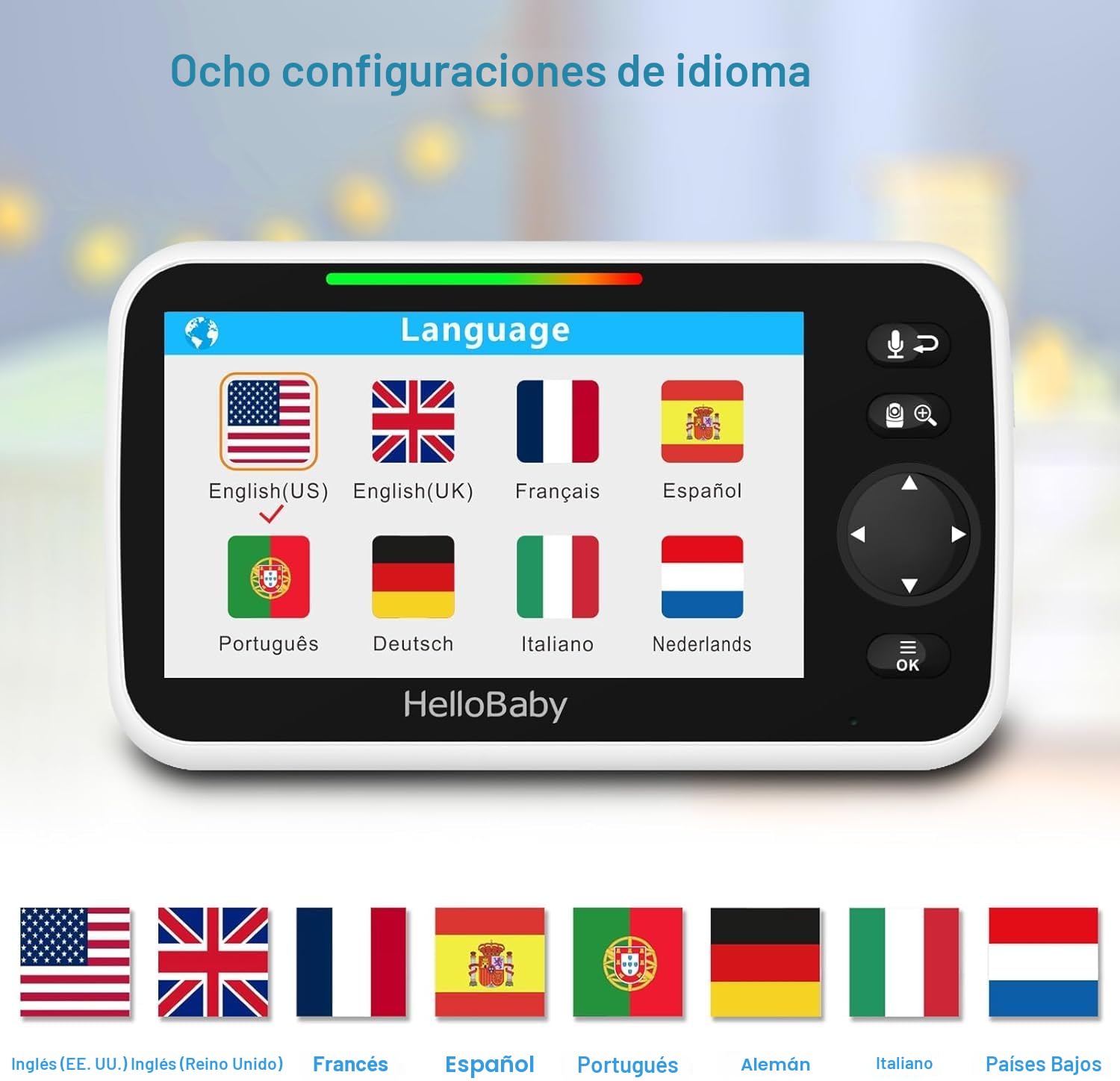 HelloBaby Monitor de vídeo para bebé, pantalla dividida de 5 pulgadas con cámaras duales, cámaras remotas con visión nocturna y control de temperatura, modo ECO, conversación bidireccional
