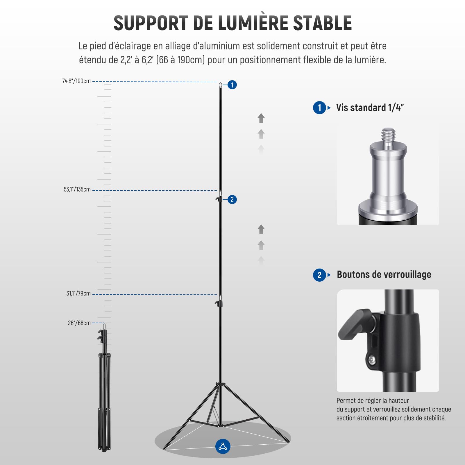 NEEWER Kit d'éclairage vidéo LED Bicolore 660 avec Deux Trépieds de 200cm,Panneau d'éclairage à Intensité Variable 3200K-5600K CRI 96+ avec Support en U & Coupe-Flux pour Studio Photo,Streaming,Noir