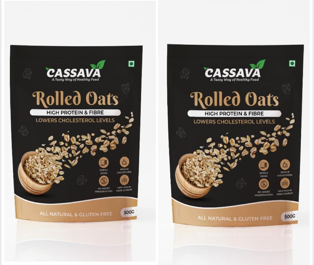 Buy Cassava 100 Jumbo Rolled Oats 1KG Whole Grain Rolled Oats with High Fibre, Protein Non