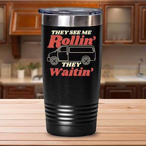 Funny Minivan - Vaso de fútbol para mamá, baloncesto, hockey, día de la madre, día del padre, 30 onzas