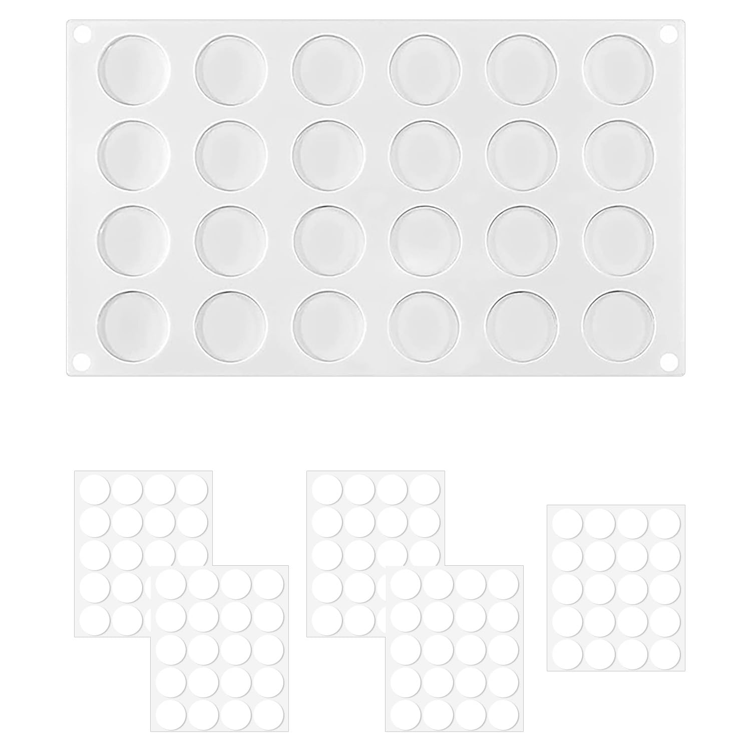 Wellrun 24 Cavity Silicone Wax Seal Mold with Adhesive Stickers,Flat Round Wax Shaping Mat for Seal Stamp,DIY Letter Sealing,Wedding Invitations,Crafts,Gift Wrapping