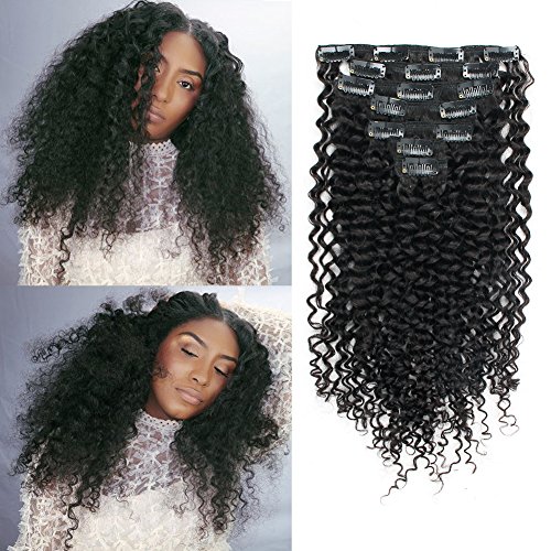 Sassina African American 3B 3C Human Hair Clip-on Extensions Double Wefts Seamless Virgin Brazilian Hair Clip-ins 7Pcs/lot 120Grams/set With 16 Clips JC 14 Inch