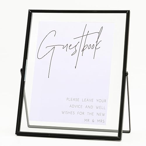 Calculs Marcos de fotos flotantes clásicos negros con texto en inglés, alternativo, para libro de visitas, soporte de cristal de metal, soporte de disponible en Yaxa Peru