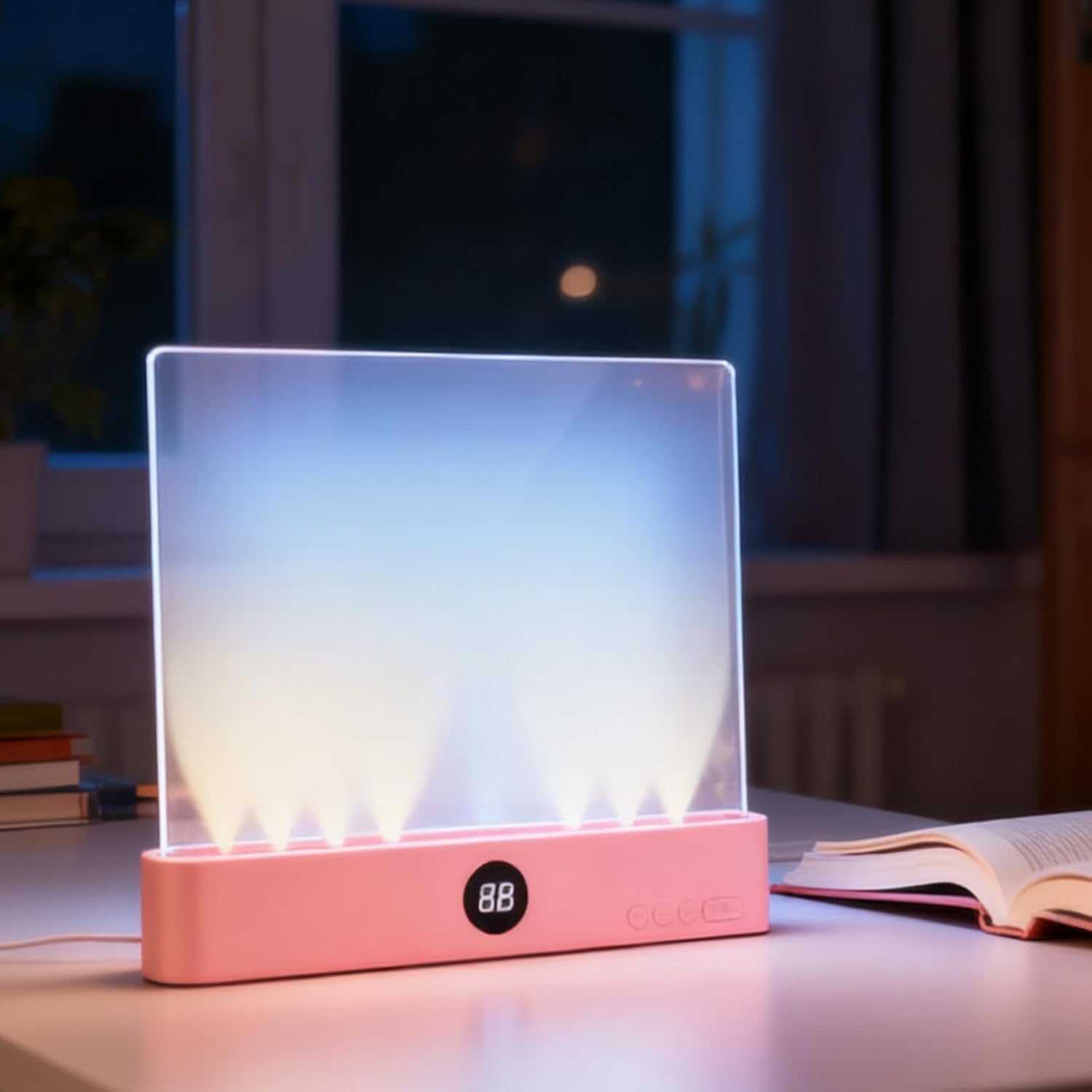 Flat Book Lamp, LED Reading Lamp with Night Light, Dimmable in 3 Colours and Lamps with Timer, Portable Book for Reading Night, for Bedroom, Library, Work, Camping, Travel