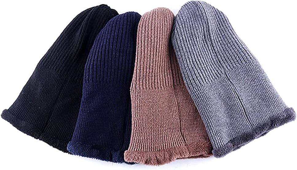Winter Warm Elastic Soft Ear Protection Knitted Scarf hat Fleece Lined Beanie Hat for Men and Women - Image 6