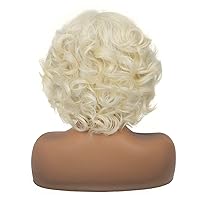 Vista 5 de Peluca corta rubia de encaje frontal de los años 20, cabello sintético rizado, línea capilar natural, rubio platino, pelucas de los años 40 y 50