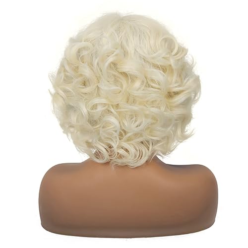 Miniatura 5 de Peluca corta rubia de encaje frontal de los años 20, cabello sintético rizado, línea capilar natural, rubio platino, pelucas de los años 40 y 50