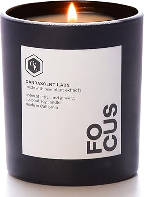Organic Citrus and Gingseng Focus CandaScent Labs Candle: Wellness Properties in The 100% Botanical Ingredients, Luxurious & Synthetic-Free