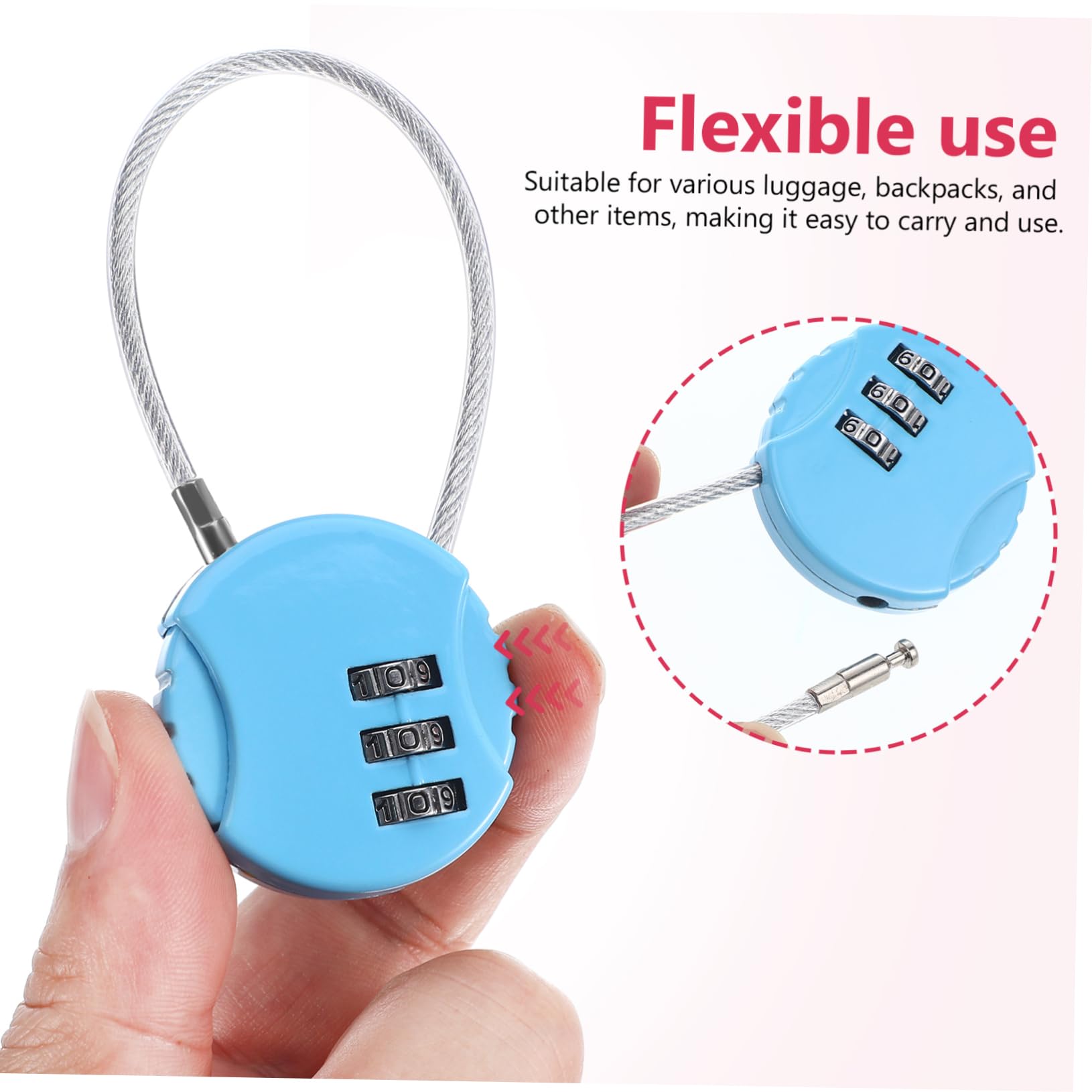 NUOBESTY 5 Set Valigie Con Cavo Codice Per Sicurezza Viaggio Colori Royal 10 Pezzi * 5