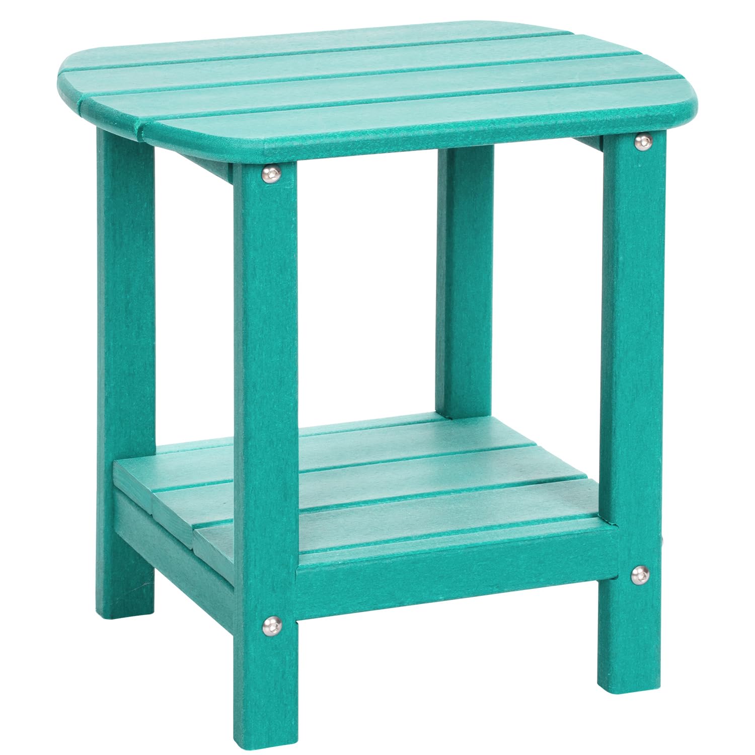 LOENIY Adirondack Outdoor Side Table, 16.5” HDPE Small Patio Table with Storage Shelf, Weather Resistant End Table for Porch, Pool & Yard (Aruba)