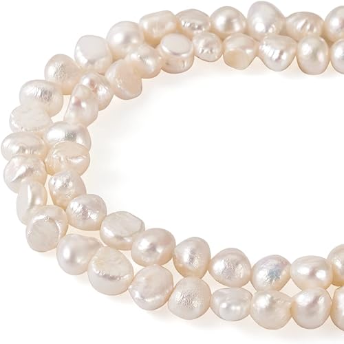 Miniatura 6 de Beadthoven - 140 unidades de 2 hebras de perlas de agua dulce cultivadas naturales de 4 a 0.197 in, cuentas de perlas irregulares sueltas negras