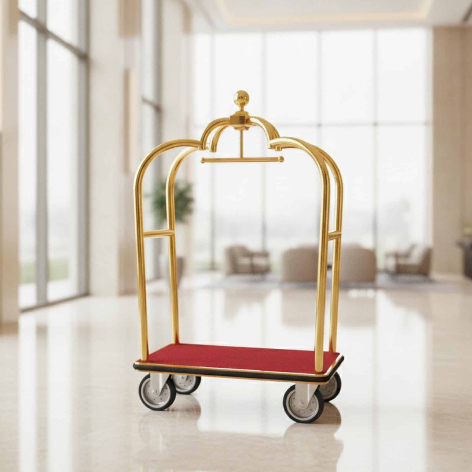 Baoblaze Carro Portaequipajes Hotel Carrito Equipaje Trole Tubo 51 Mm Construcción Sólida Alfombra para Maletas Ruedas Giratorias Suave Adecuado para Hoteles de Recepción Residencias