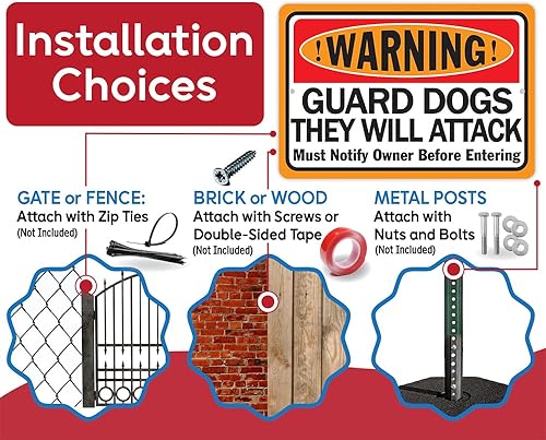 Miniatura 9 de Metal Signs - Warning Guard Dogs They Will Attack - Property Warning Guard Dog Bites Signs - Durable Metal Sign - Use IndoorOutdoor - Notice Sign