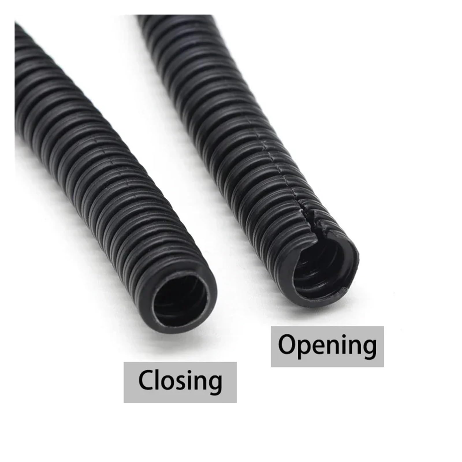 Tubo corrugato isolato in PP nero AD 7,5 mm ~ 34, tubo flessibile plastica, guaina protettiva resistente al calore perfection(AD25xID20mm open,5 Meters)