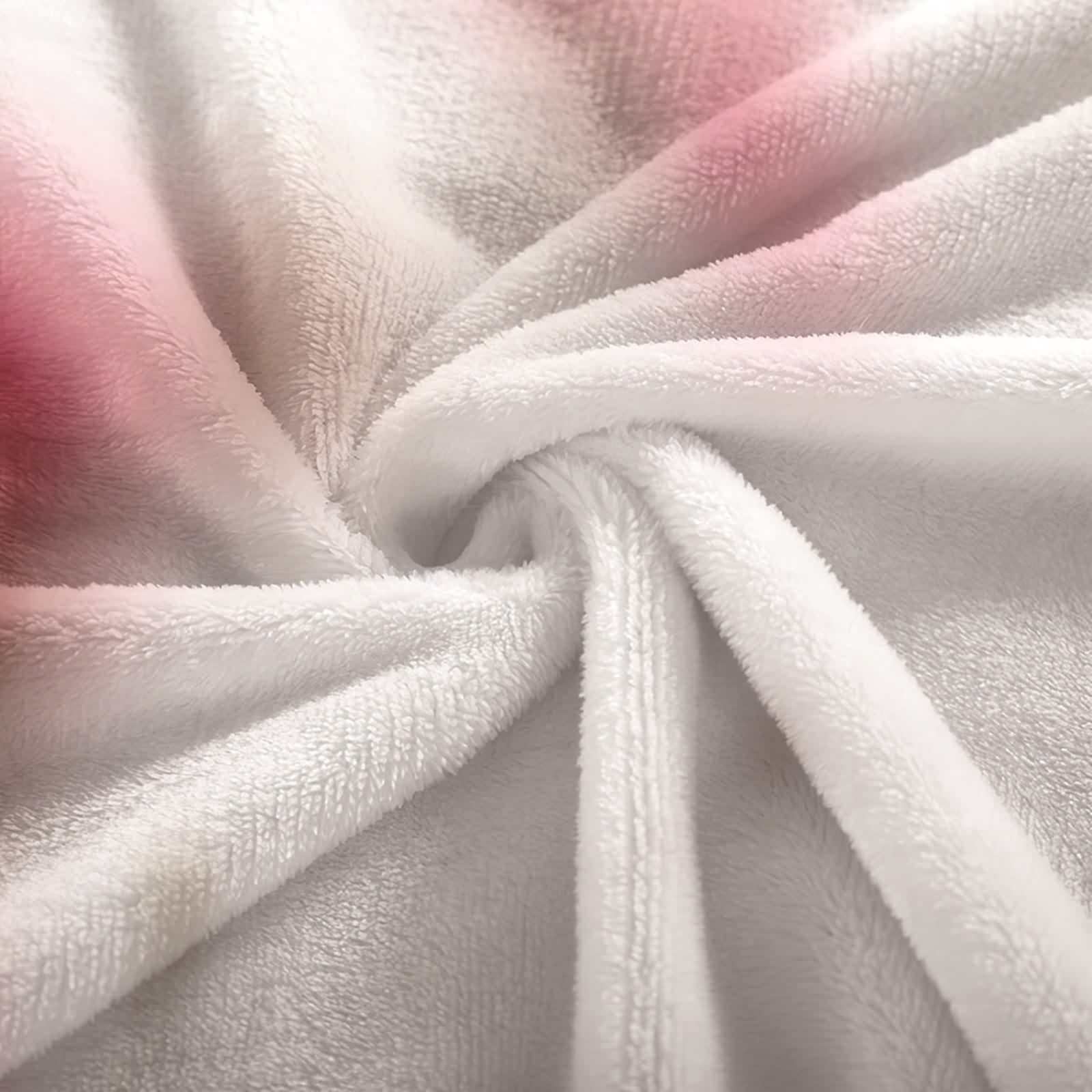 Daesar Natale Coperta Pile Fantasia, Coperta Flanella Singolo/Matrimoniale Divano/Letto Rosa Bianco Grigio Motivo Fiori Tema Piante Coperta Estiva/Invernale, 180x220cm