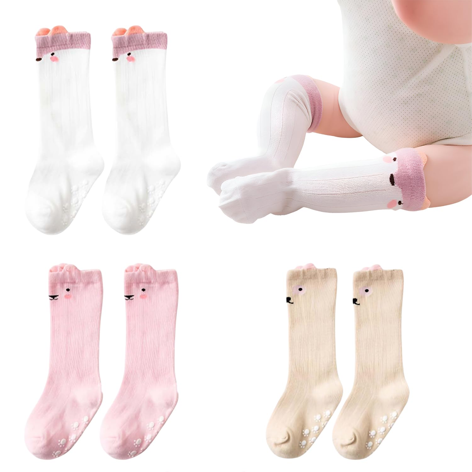 3 Pairs of Baby Kids Children Anti Skid Sleep Spring Winter And Autumn Combed Cotton Long Tube Knee-High Socks-image-44