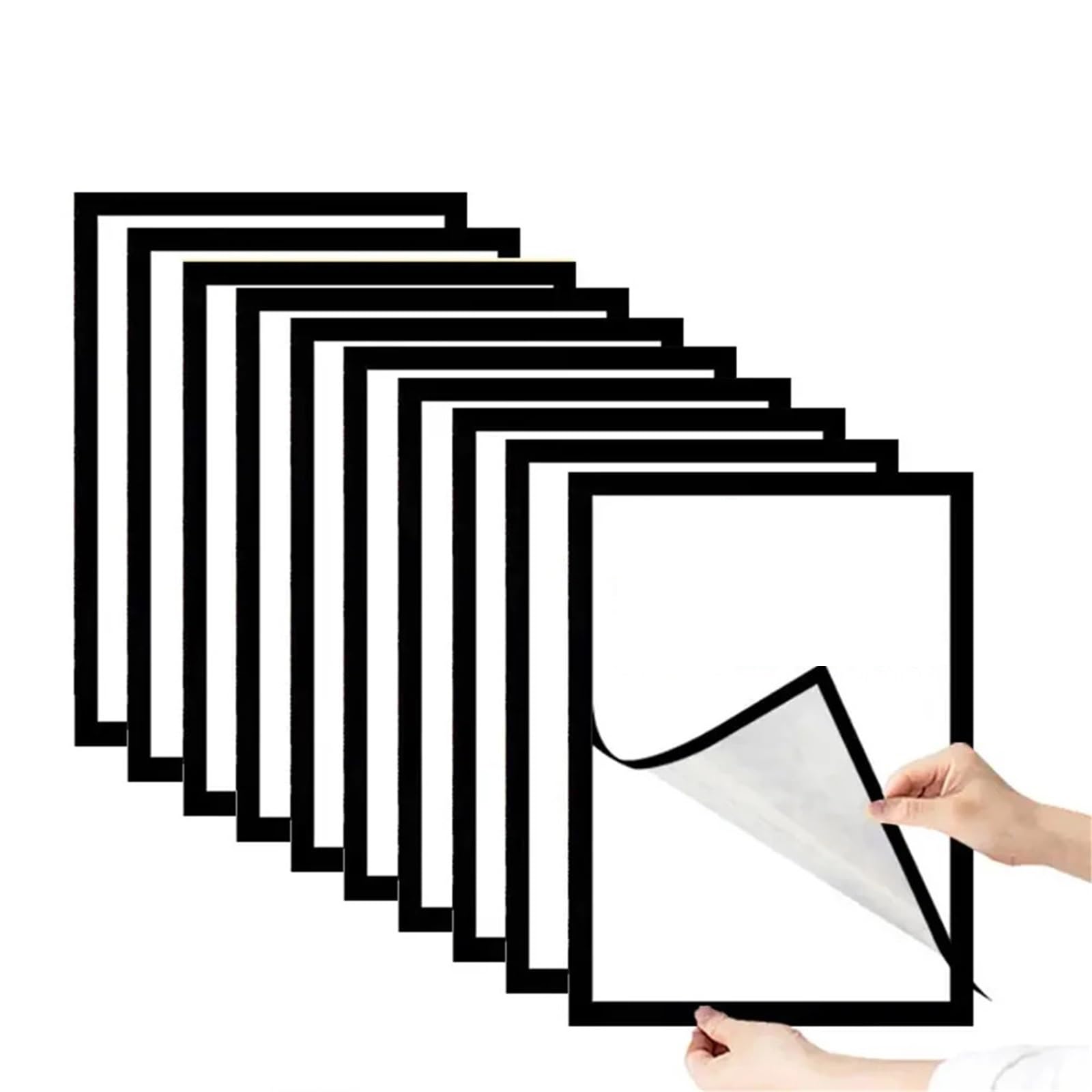 magnetyczne ramki na zdjęcia do lodówki, 8x12 cali A4 Certyfikat Nagrody Gumowe Ramki Magnetyczne Miękkie Samoprzylepne Malowanie Do Prezentowania Obrazów(Black 10pcs)