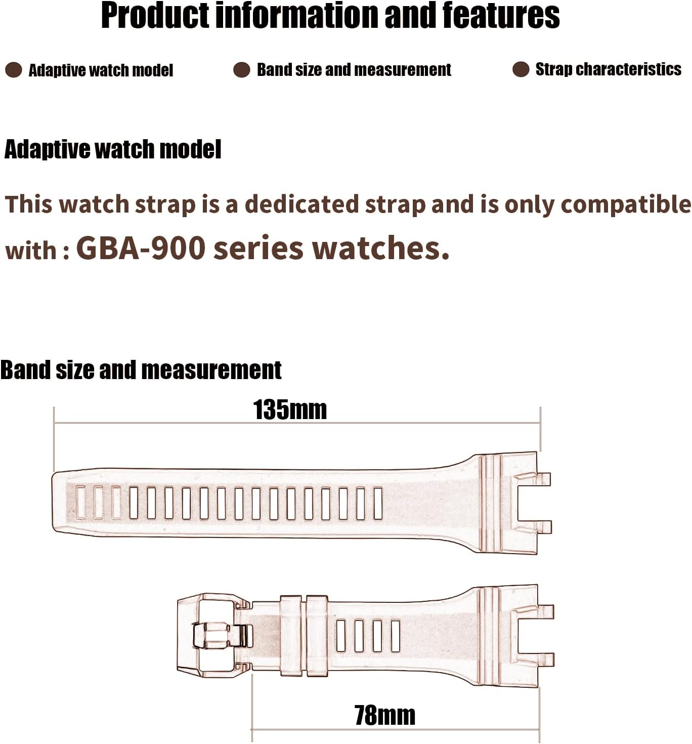 XIW Compatible for 29mm×17mm Casio GBA900 GBA-900 Resin Watch Band Replacement for women Wirstband Strap men wirst Bracelet, Navy Blue