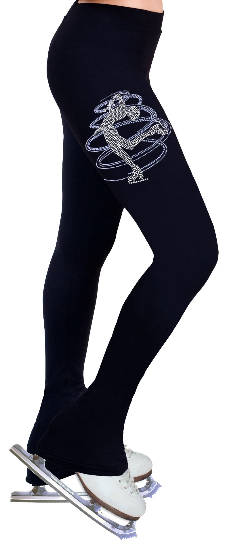 NY2 SPORTSWEAR Figure Skating Practice Pants with Rhinestones R230LP (Adult Extra Small) Black