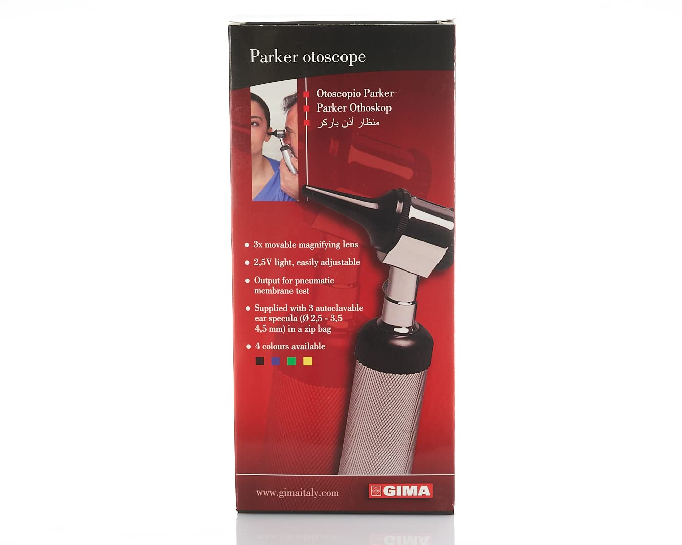 GIMA Otoscope Professionel Parker Oto-rhino-laryngologie Jaune 3 Spéculums autoclavables