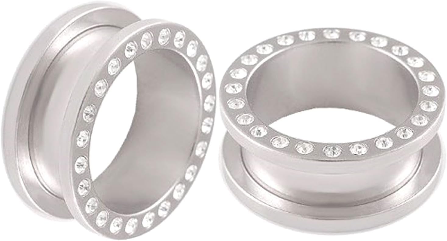 サージカルスチール フレッシュクリアピアス ジュエリー ストレッチャー イヤーリング ローブ トンネル プラグ ゲージ 2個, ステ