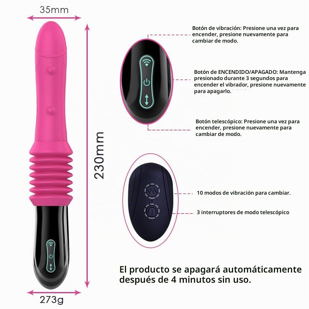 Máquina sexual consolador máquina de vibrador con función de choque, vibrador para mujer, vibrador anal, 10 modos de vibración, 3 modos telescópicos, juguete sexual para parejas mujeres