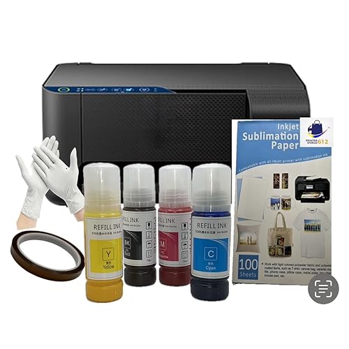 Cartridge-Free Super-Tank Printer with Sublimation Sublimation Heat Transfer Image Printing for T-Shirts Ceramic Mugs Bags and More. Conversion Printer