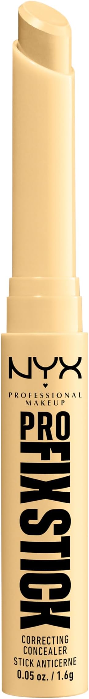 Correcting Concealer Stick, Covers Blemishes, Dark Spots and Discolouration, 12H Wear, Infused with Hyaluronic Acid, Vegan Formula, Pro Fix Stick, Yellow