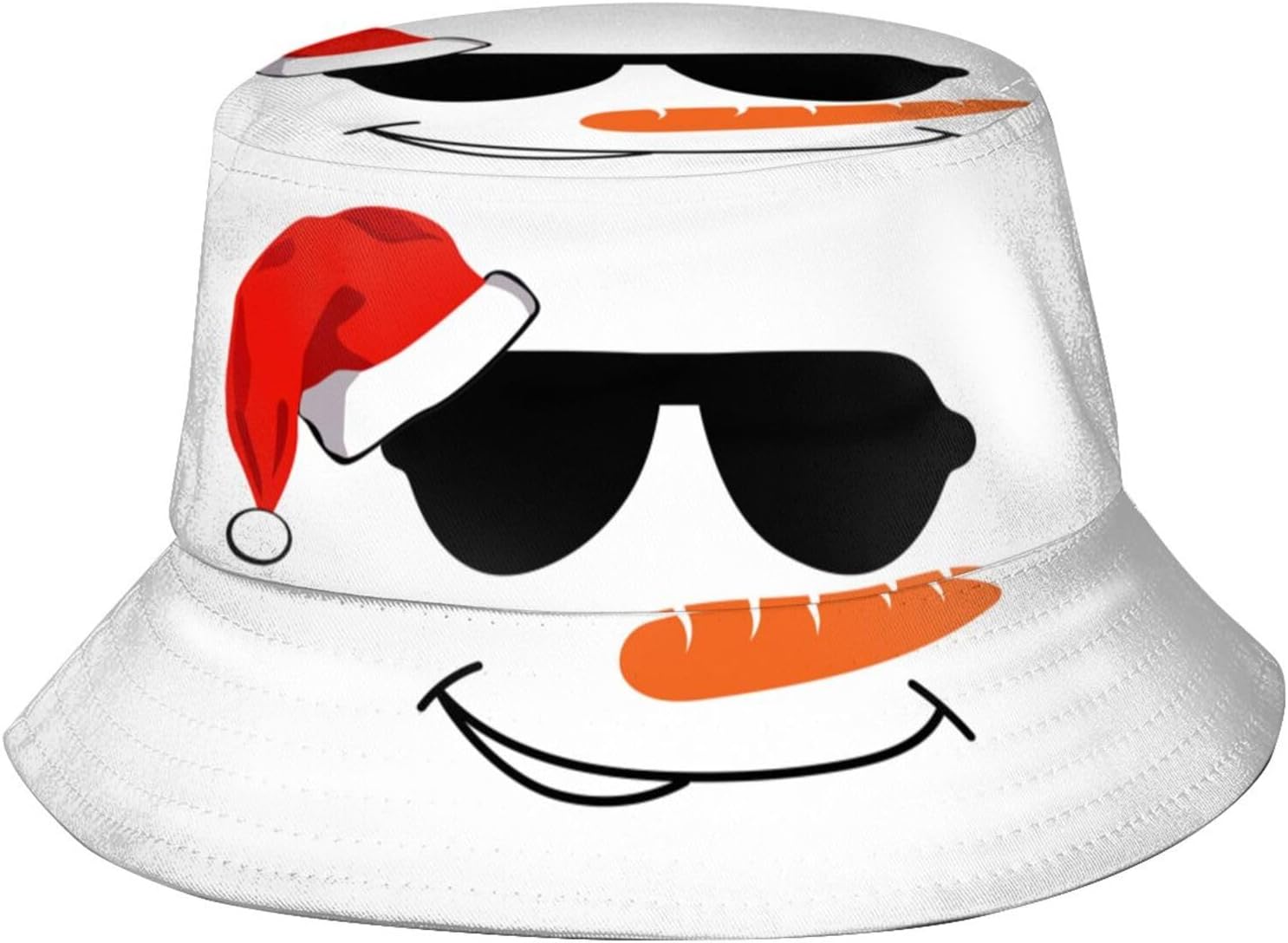Christmas Snowman Bucket Hat,Santa Hat,Packable Fashion Fisherman Hat,Travel Beach Sun Hat for Men Women