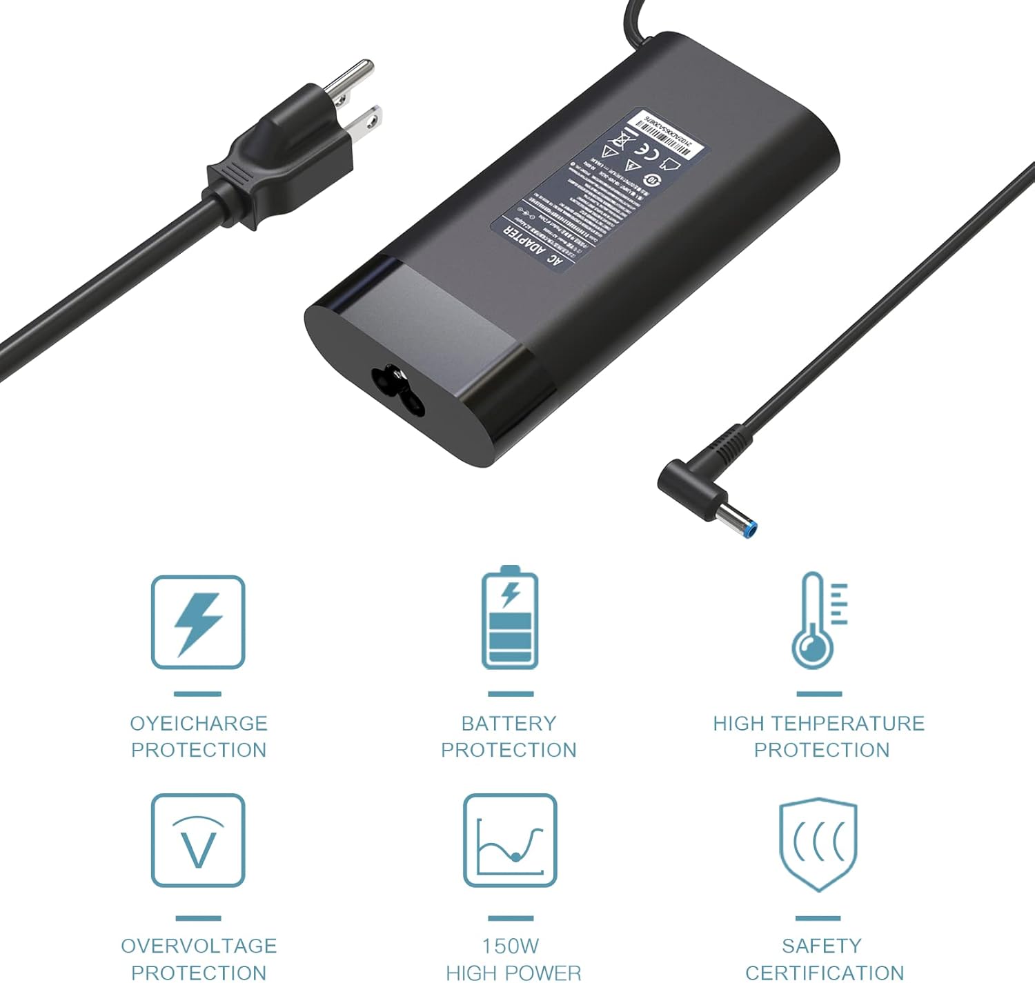 HotTopStar 150W Laptopo Charger for HP ZBook 15 16 17 15u 15v G3 G4 G5 G6 G8 G9 ZBook Studio G4 G5 G7 G8 G9 Pavilion Gaming 15 17 OMEN by 15 17 Power Adapter 19.5V 7.7A, Blue Tip: 4.5 * 3.0mm