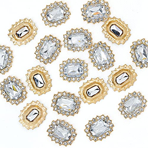Rodvanvo 50 Pcs Luxurious Rhinestone Embellishments Crystal Decoration Handcraft Button Gold Bottom Diy Project For Flower Headband Dress Accessory (Clear) #TOP3