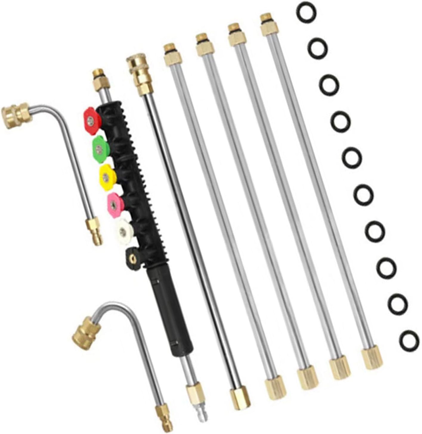 Versatile Pressure Washer Extension Rod Set with Various Nozzle Tip Pressure Washer Wand Set for Effective Car Washing Multipurpose Rod