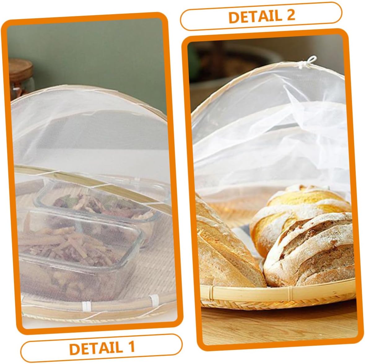 ABOOFAN Hand Woven Food Serving Tent Basket with Cover Picnic Basket for Bread Fruits Vegetables Fly Protector Kitchen Supply for Indoor Outdoor Use