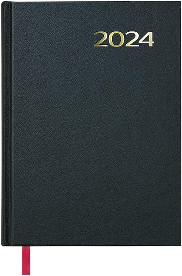Dohe January 2024 December 2024 Mid Day to View Calendar 2024 Medium 14 x 20 cm 288 Pages Stitched Hard Cover Black Syntex Model