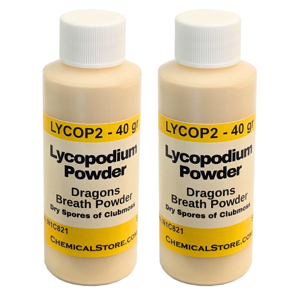 Lycopodium Powder - (40gr Pack of 2) - CHEMICALSTORE.COM- Club Moss Spores - Dragon's Breath, Yellow Pale