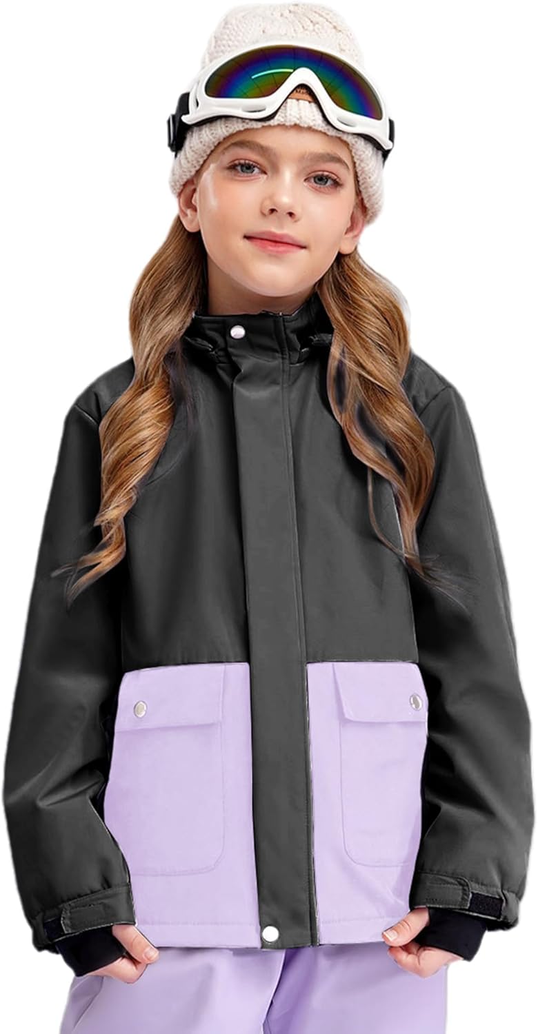 CHICTRY Kids Girls Waterproof Ski Jacket Winter Warm Windproof Snow Coat Long Sleeve Snow Sports Skiing Outerwear