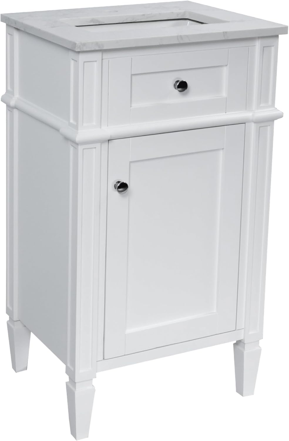 Kitchen Bath Collection Hailey 20-inch Bathroom Vanity (Engineered Marble/White): Includes White Cabinet with Engineered Marble Countertop and White Ceramic Sink