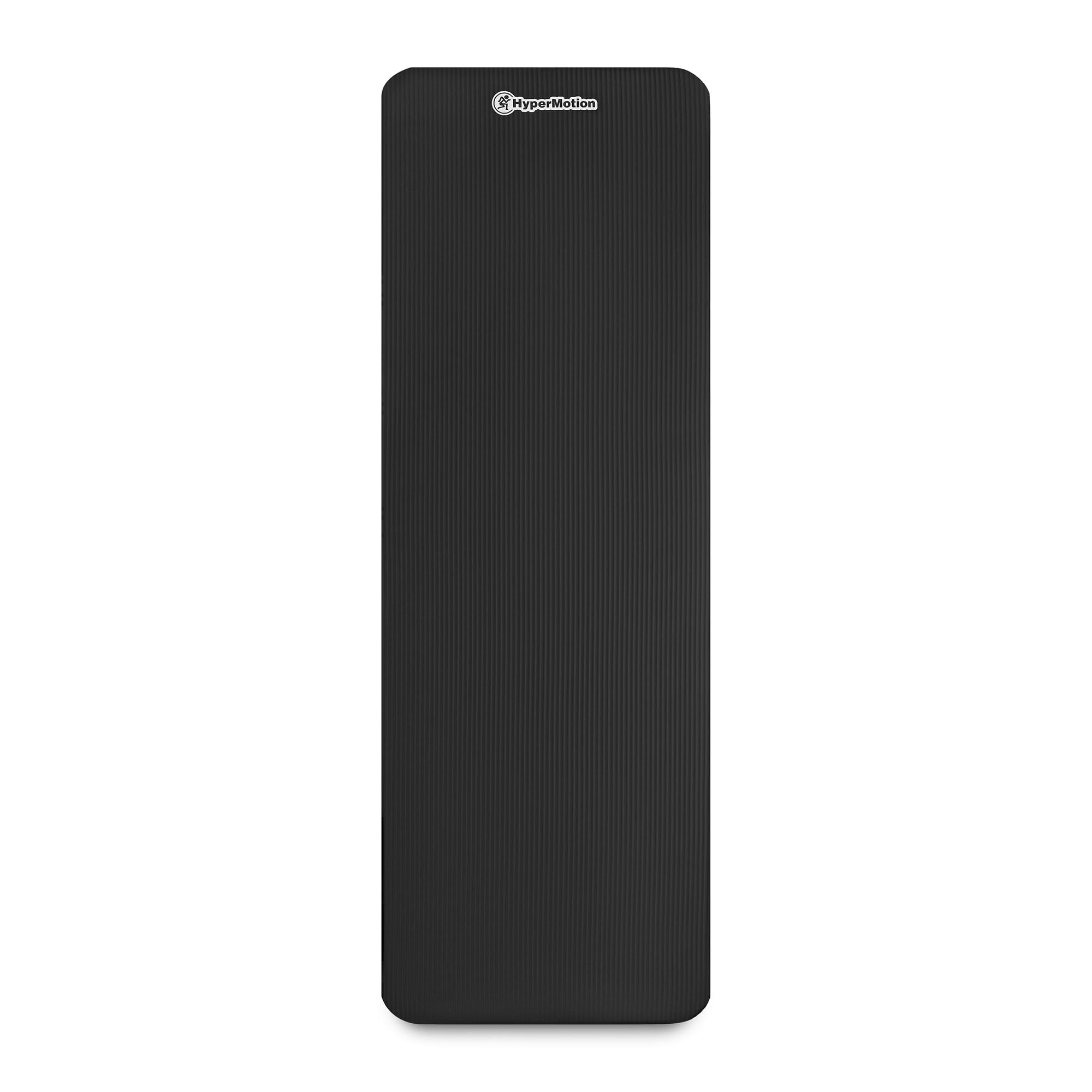 HyperMotion Mata do Ćwiczeń Fitness i Jogi NBR 183x61x0,8 cm Czarna, Antypoślizgowa, 8 mm, z Paskiem do Ćwiczeń i Przenoszenia, do Jogi, Pilatesu i Stretchingu