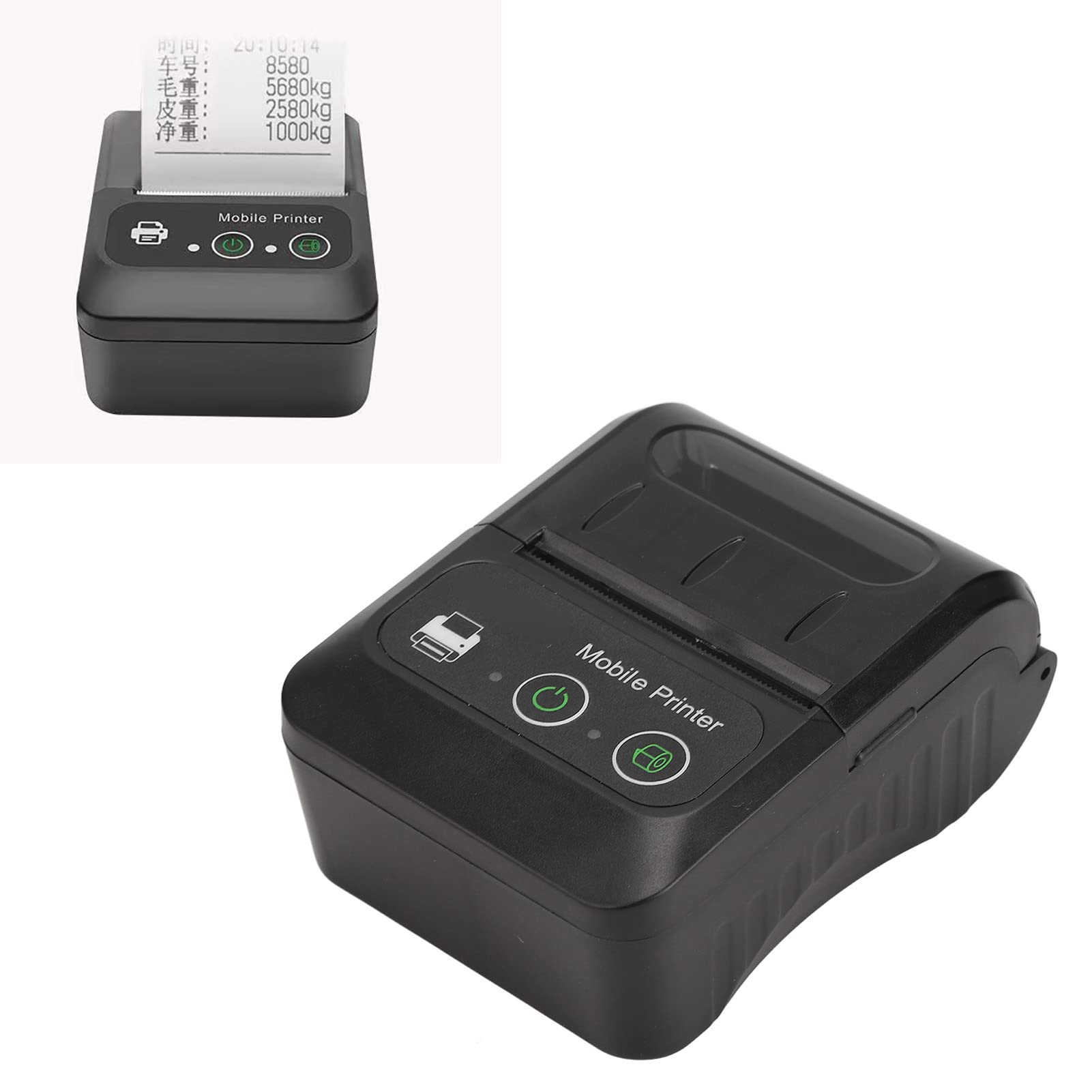Bezprzewodowa Termiczna Drukarka Etykiet Bluetooth, Termiczna Drukarka do Papieru o Szerokości 58 Mm, Drukarka Etykiet Wysyłkowych z Drukowaniem od 50 do 80 Mm/S, Wielojęzyczna, 2 Przyciski, dla OS