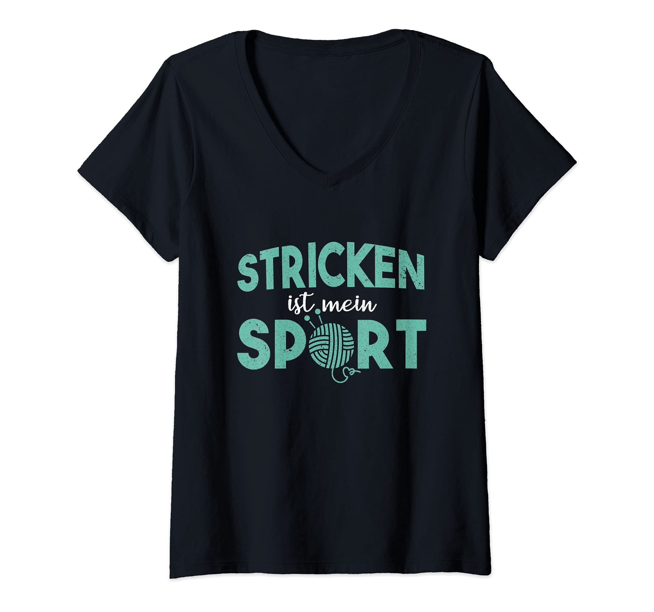 Womens Stricken Ist Mein Sport Crochet For Sportmuffel V-Neck T-Shirt