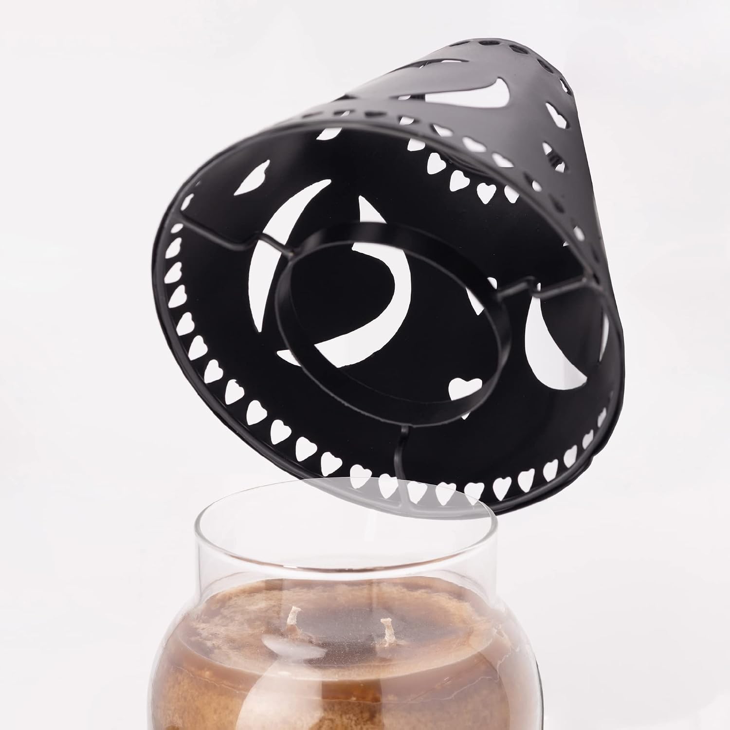 A Cheerful Giver Metal Candle Shade - Black Heart Decorative Tin Candle Shade Fits Most Cheerful Giver 16 oz. & Larger Jar Candles - Lovely Candle Accessories