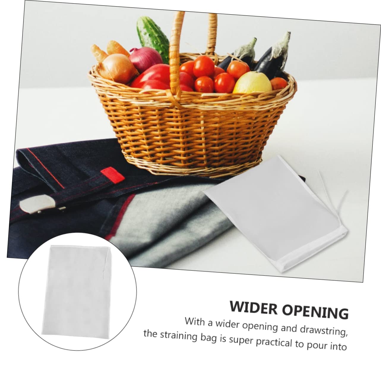 Garneck 2pcs Mesh Filter Bags Drawstring Fruit Vegetable Wine Strainer Bag Quality Nylon Easy to Use Food Grade Fine Mesh