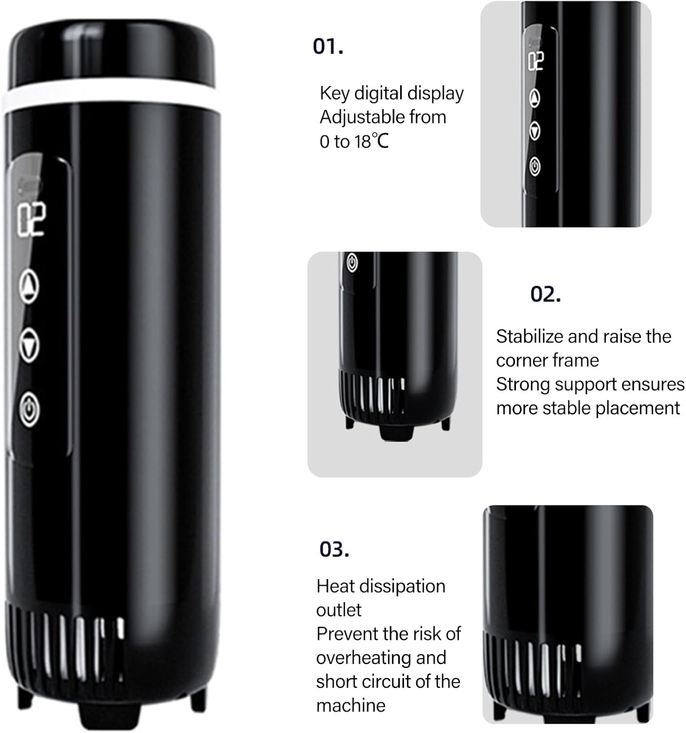 0-18℃ Portable Small Vacuum Insulated Cup Insulins Refrigerated Cup Coolers LCD Beverage Refrigerator Portable Pens Coolers Travel Case Medication - Image 2
