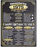 50th Birthday Party Decorations for 50th Birthday (Fifty) - Remembering The Year 1975 - Party Supplies - Gifts for Men and Women Turning 50 - Back In 1975 Birthday Card 11x14 Unframed Print